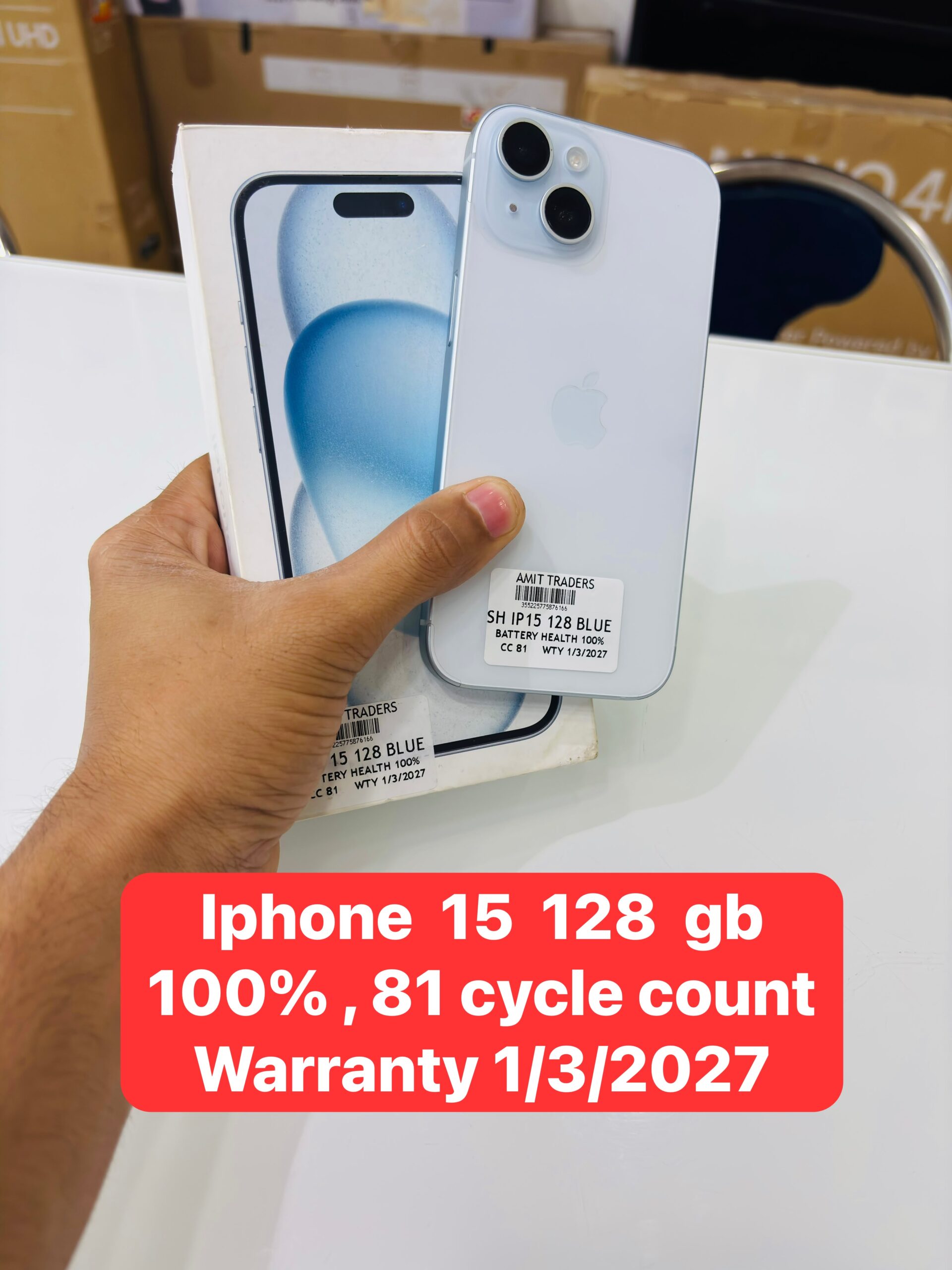 Iphone 15 128 gb 100% warranty 1/3/2027
